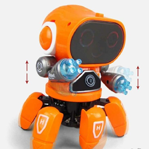 ربات کنترلی شش پا موزیکال و رقصنده نارنجی Dancing ROBOT on remote control RC music light orange -اسباب بازی